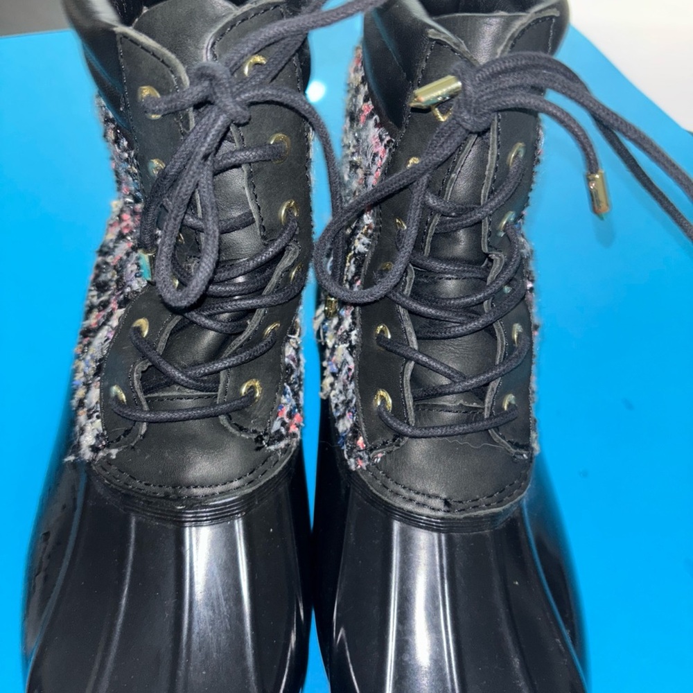 Sam Edelman Black and Multicolor Lace-Up Boots